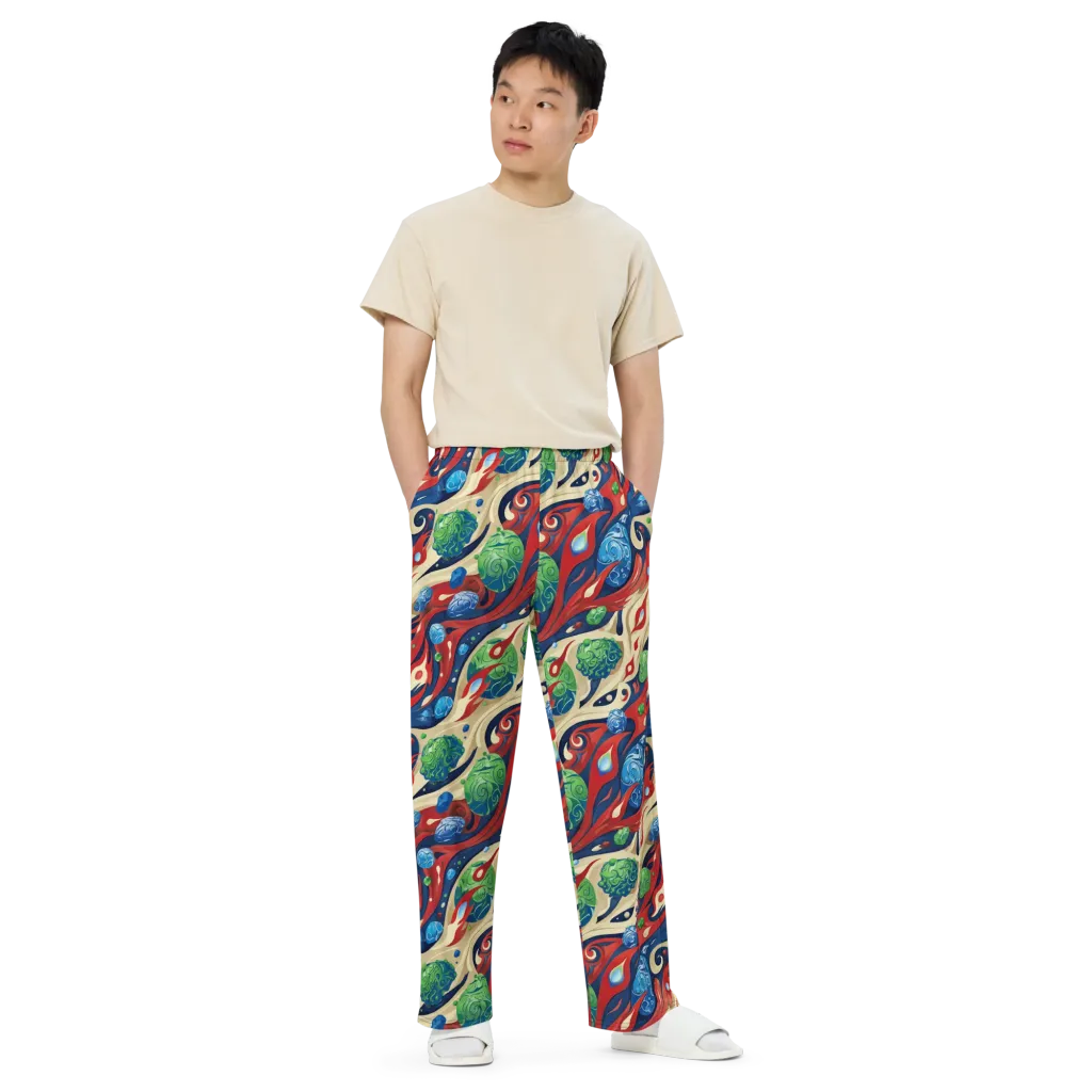 Cosmic Sgraffito on Wide-Leg Pants — Front