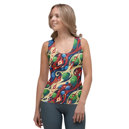 Cosmic Sgraffito on a Women's Tank Top
