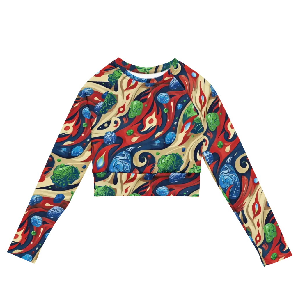 Cosmic Sgraffito on Long Sleeve Crop Top — Front