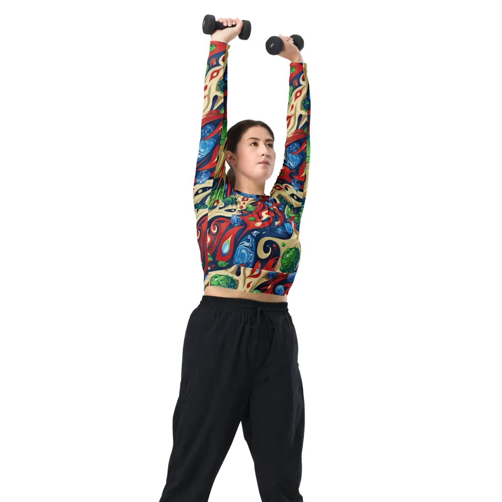 Cosmic Sgraffito on Long Sleeve Crop Top — Right Front