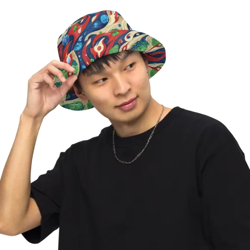Cosmic Sgraffito on a Reversible Bucket Hat