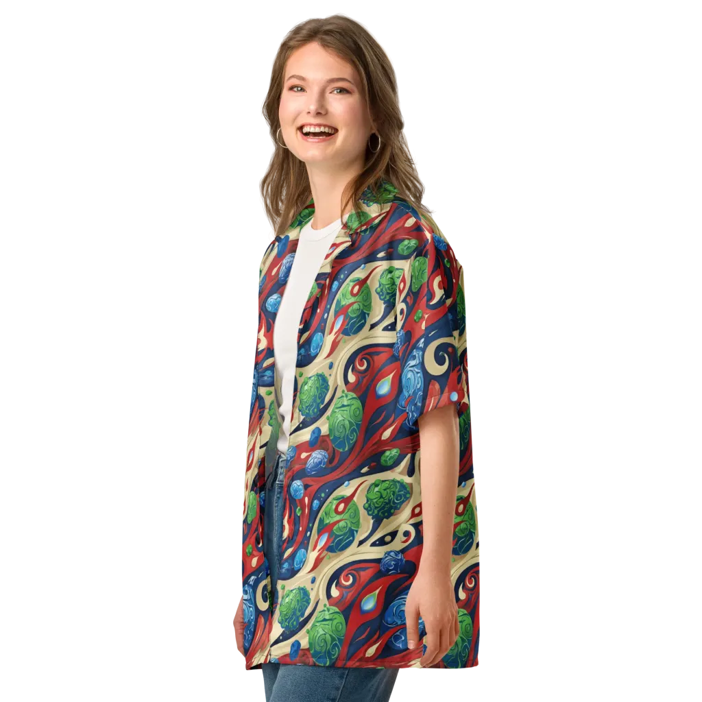 Cosmic Sgraffito on Button Shirt — Left Front