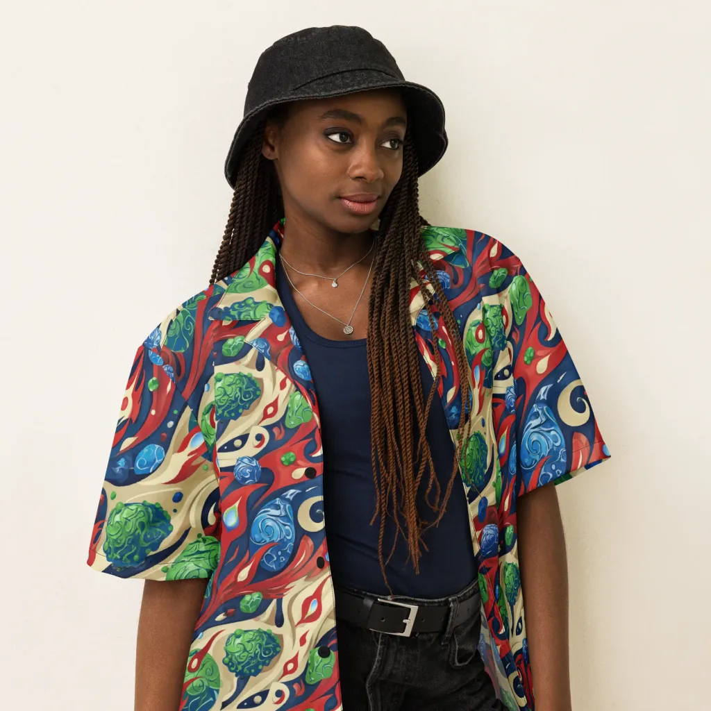 Cosmic Sgraffito on Button Shirt — Right Front