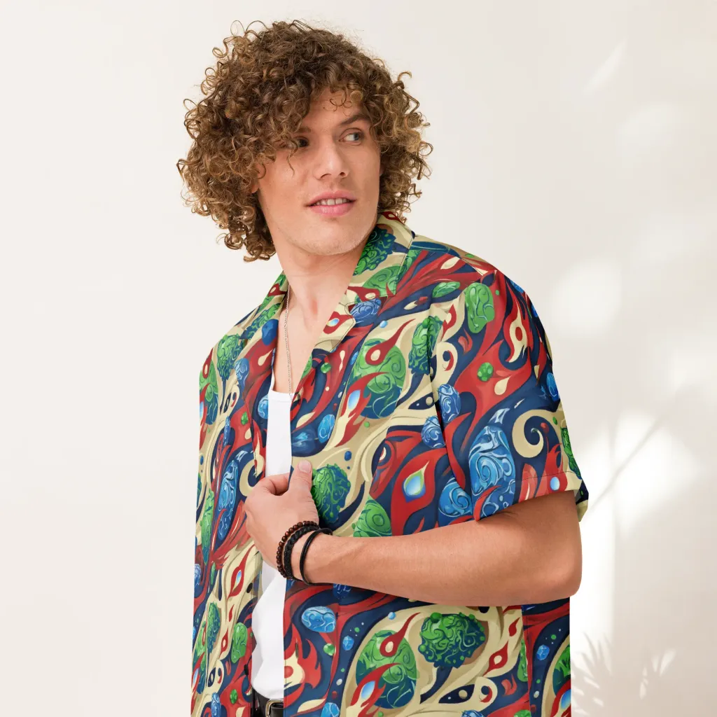 Cosmic Sgraffito on Button Shirt — Front