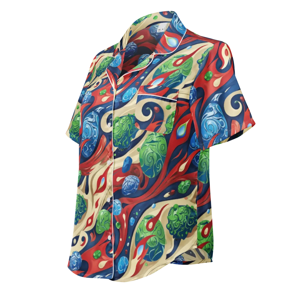 Cosmic Sgraffito on Women's Short Sleeve Pajama Top — Left Front
