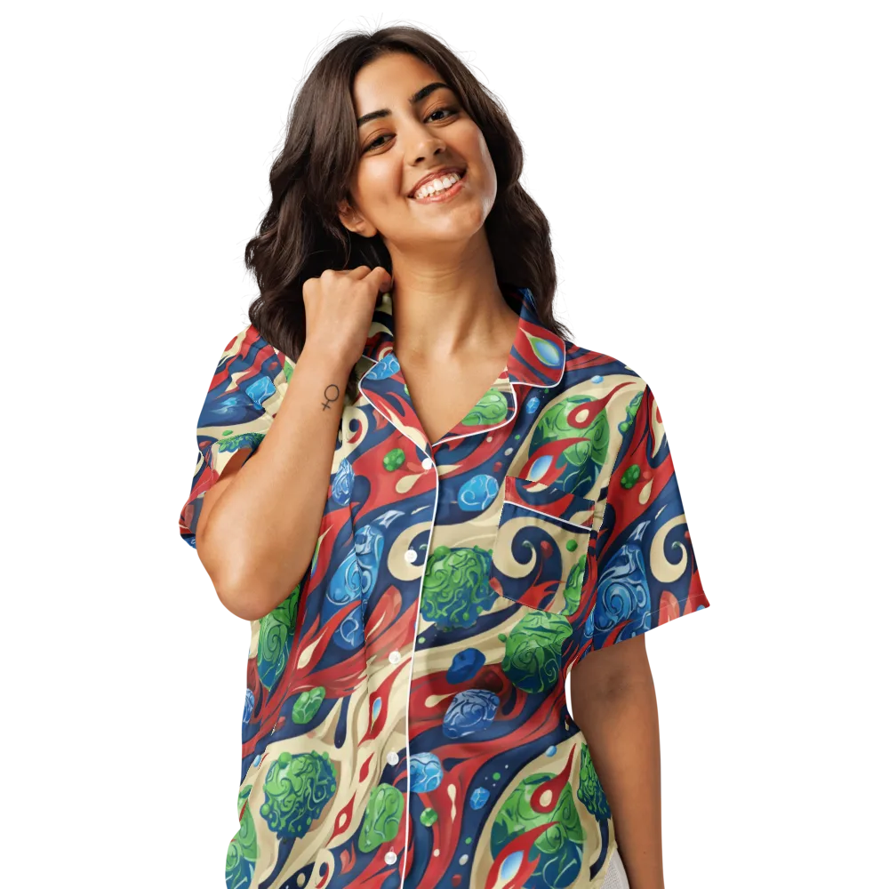 Cosmic Sgraffito on Women's Short Sleeve Pajama Top — Front