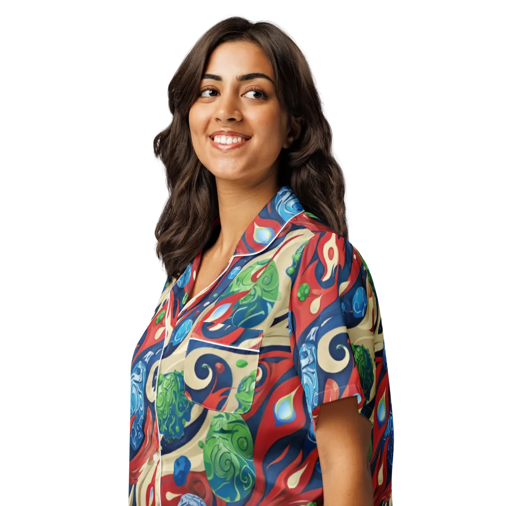 Cosmic Sgraffito on Women's Short Sleeve Pajama Top — Left Front