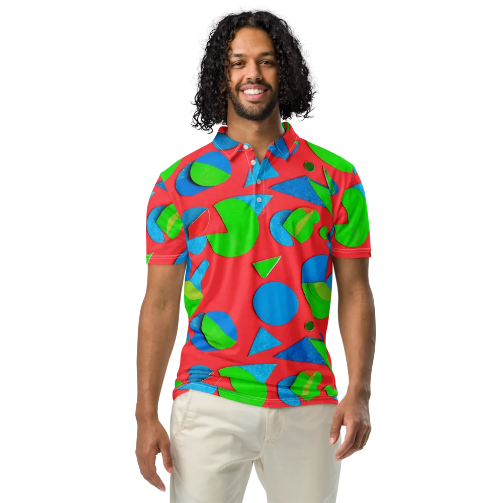 Chromatic Cutouts on Men's Slim Fit Polo Shirt — Front