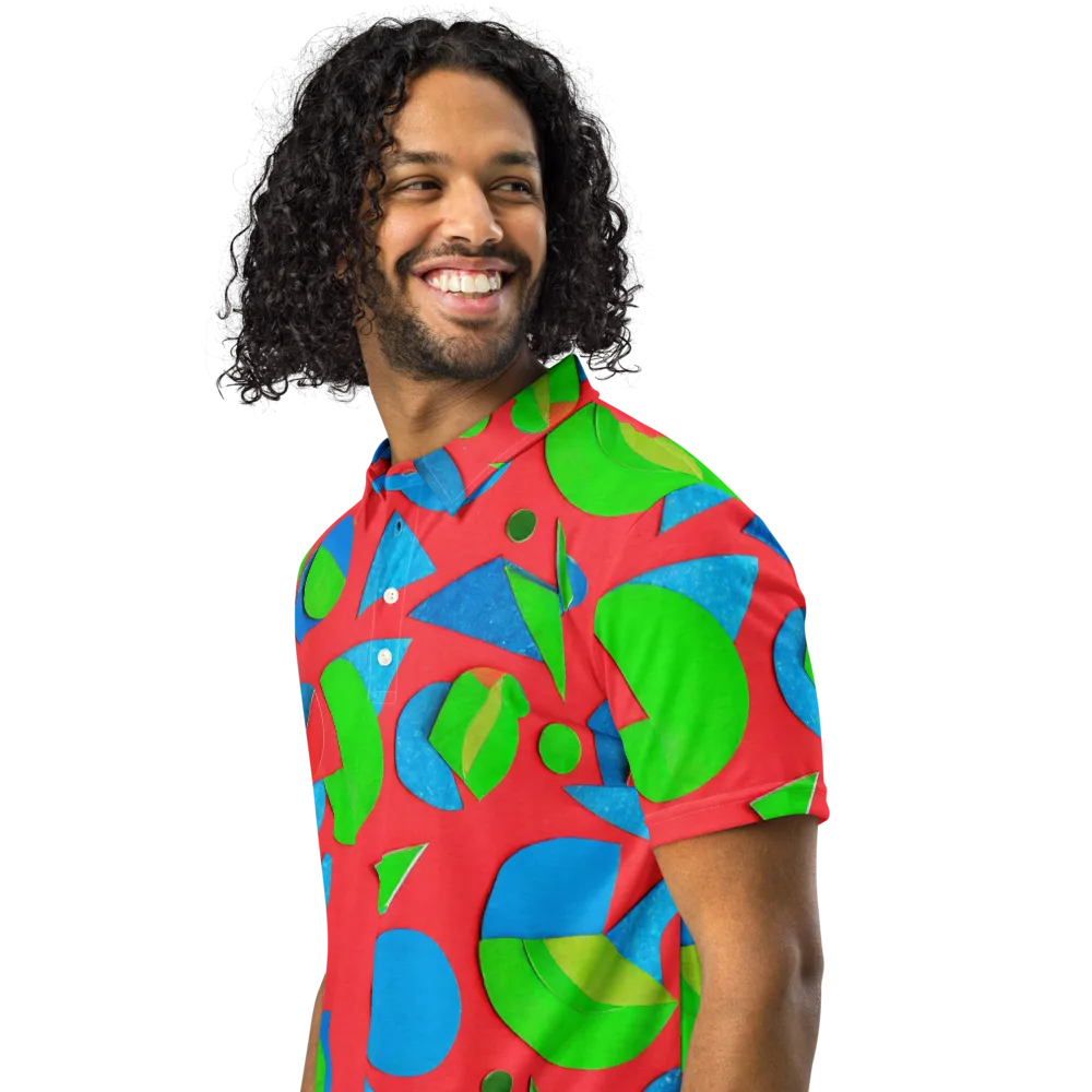 Chromatic Cutouts on Men's Slim Fit Polo Shirt — Left Front
