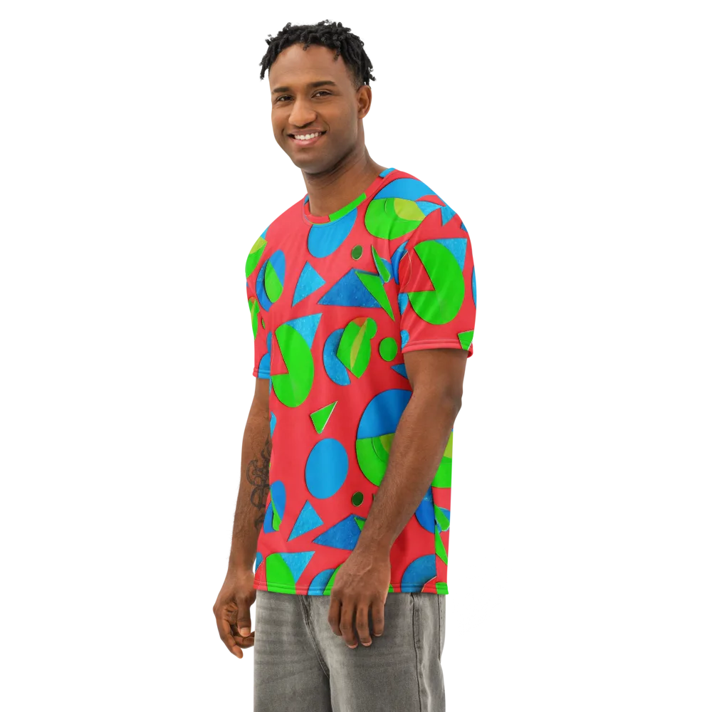 Chromatic Cutouts on Men's Cotton Crew Neck T-Shirt — Left Front