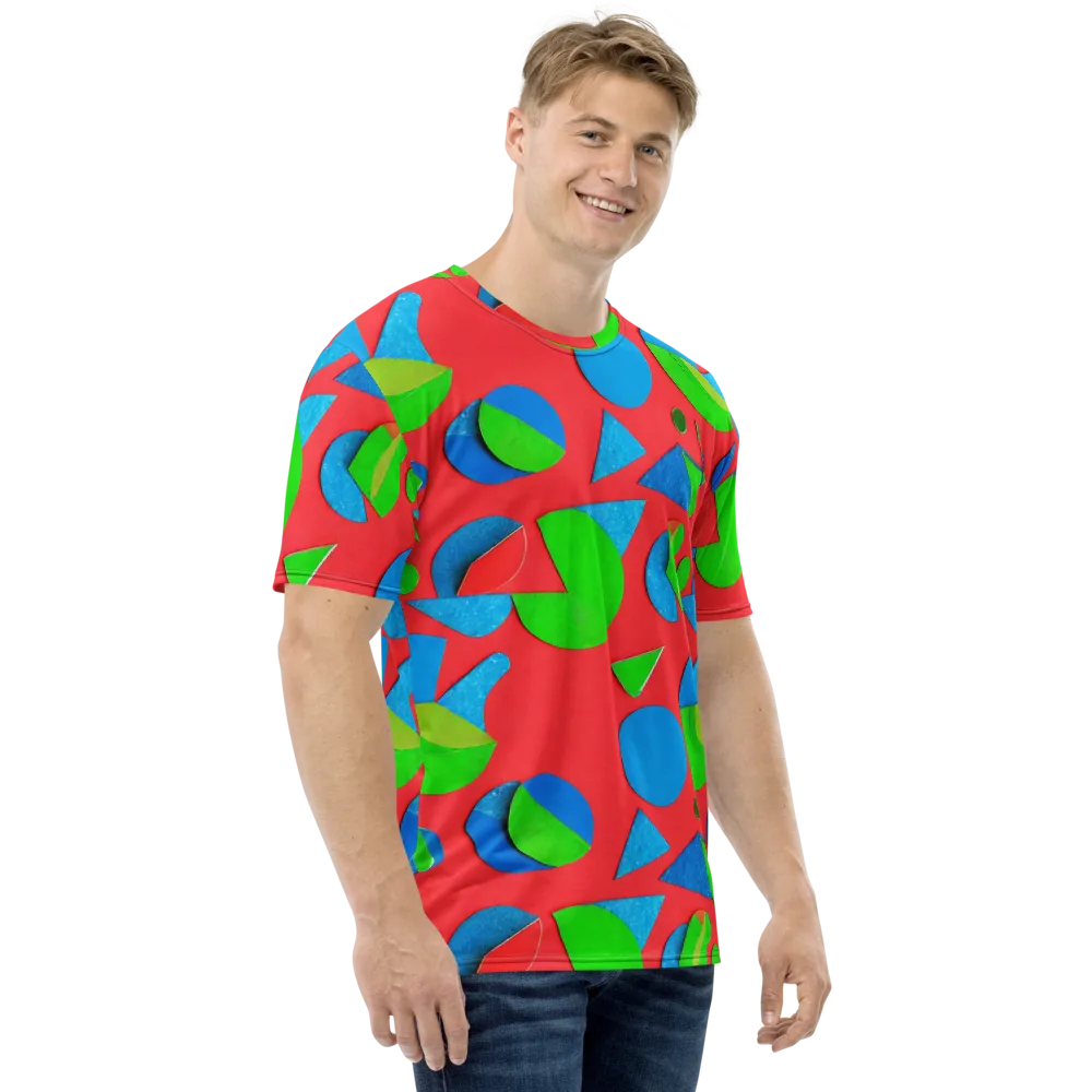 Chromatic Cutouts on Men's Crew Neck T-Shirt — Right