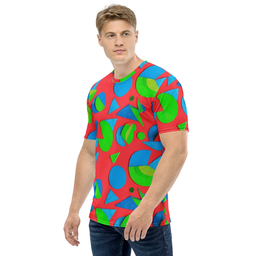 Chromatic Cutouts on Men's Crew Neck T-Shirt — Left