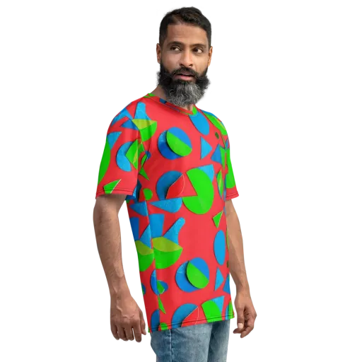 Chromatic Cutouts on a Men's Crew Neck T-Shirt