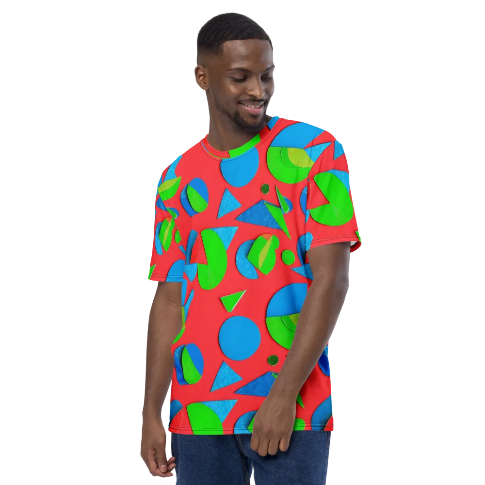 Chromatic Cutouts on Men's Crew Neck T-Shirt — Left