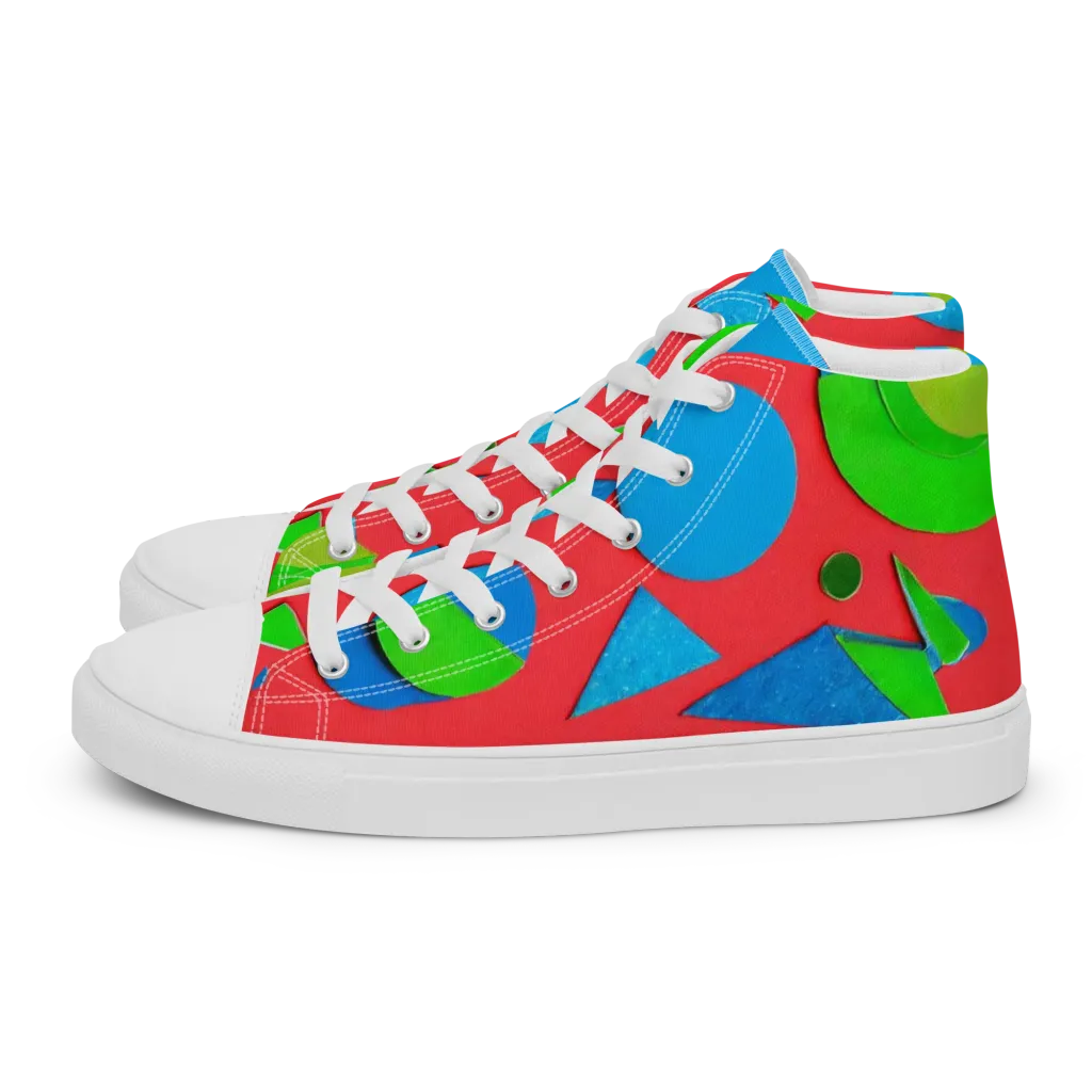 Chromatic Cutouts on Men's High Top Canvas Shoes — Left
