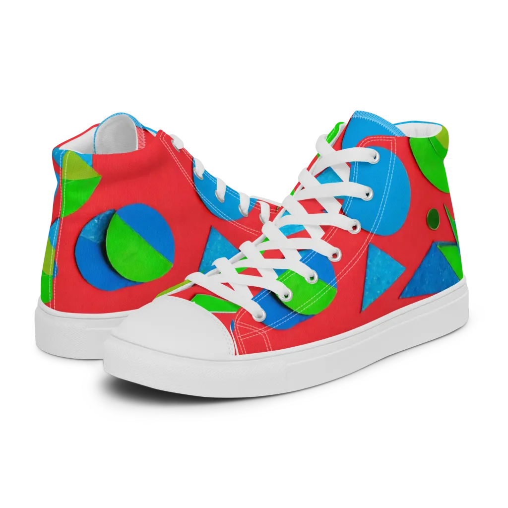 Chromatic Cutouts on Men's High Top Canvas Shoes — Left