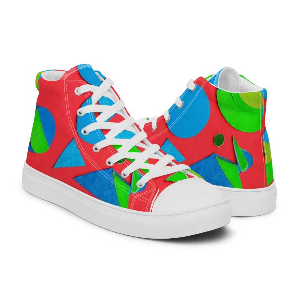 Chromatic Cutouts on Men's High Top Canvas Shoes — Right