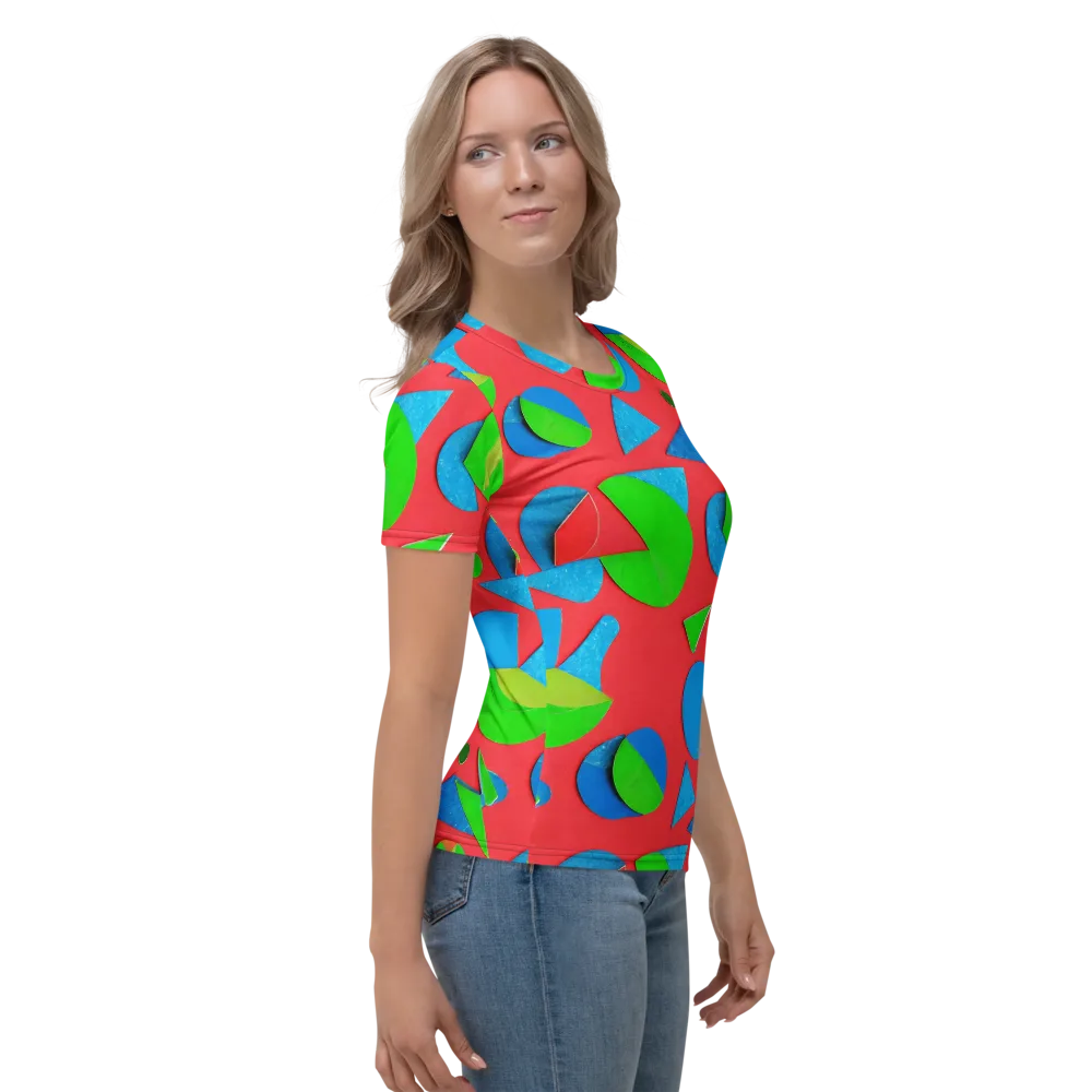 Chromatic Cutouts on Women's Crew Neck T-Shirt — Right