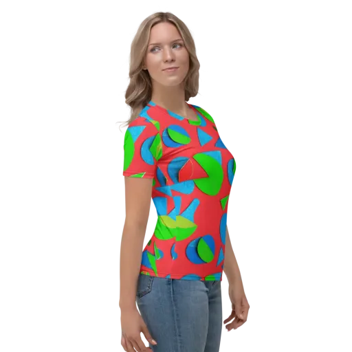 Chromatic Cutouts on a Women's Crew Neck T-Shirt