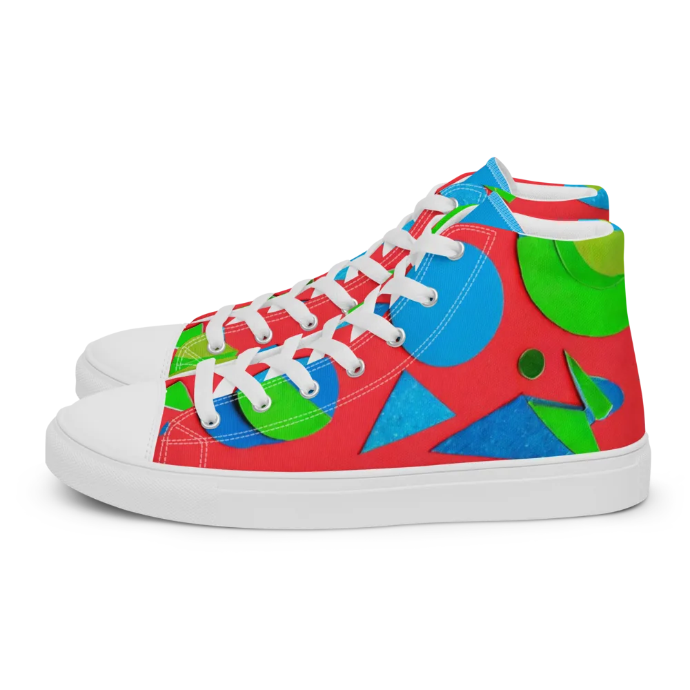 Chromatic Cutouts on Women's High Top Canvas Shoes — Left