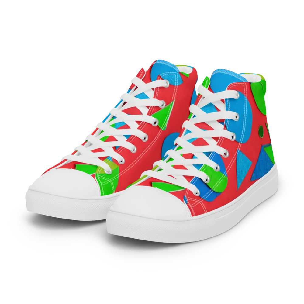 Chromatic Cutouts on Women's High Top Canvas Shoes — Left Front