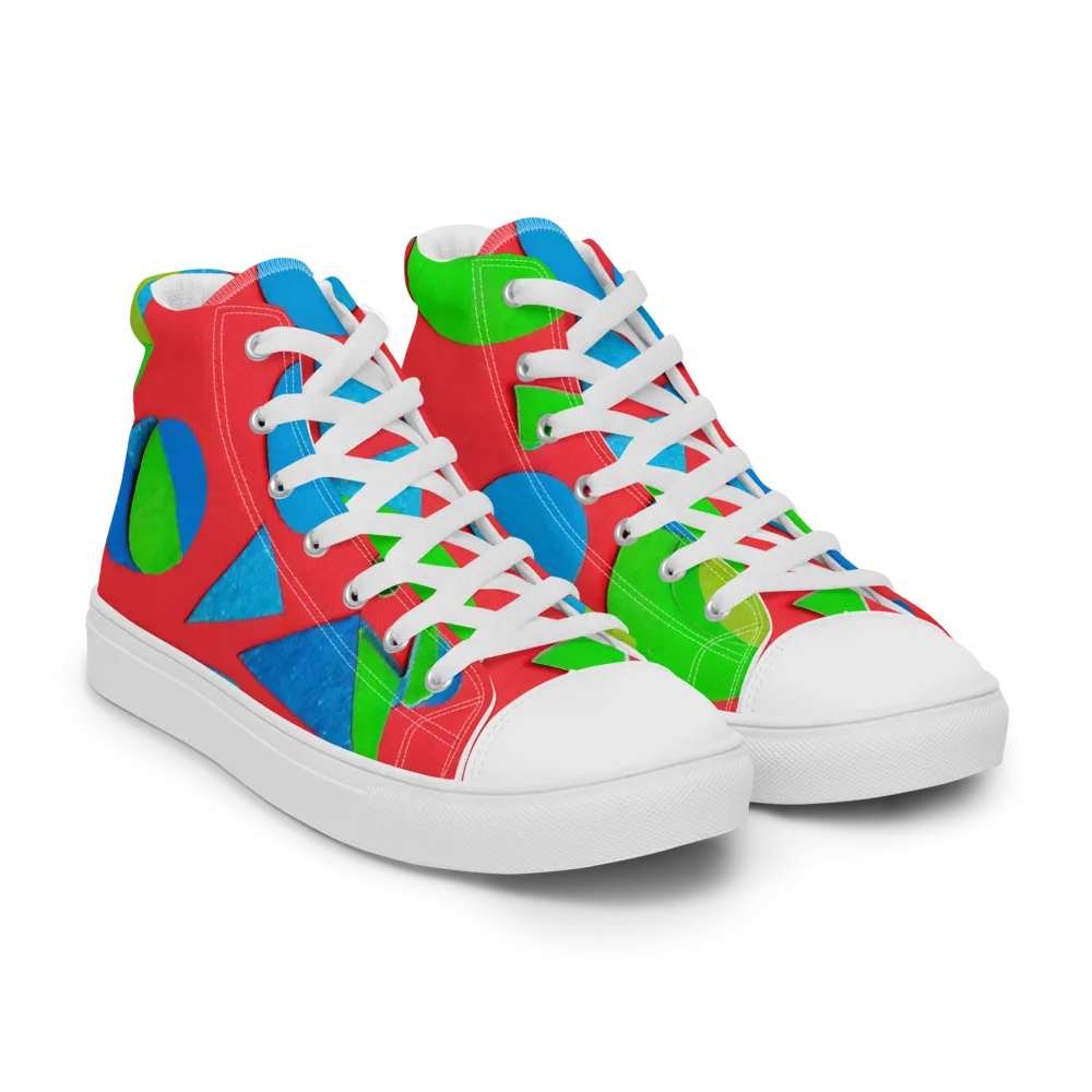 Chromatic Cutouts on Women's High Top Canvas Shoes — Right Front