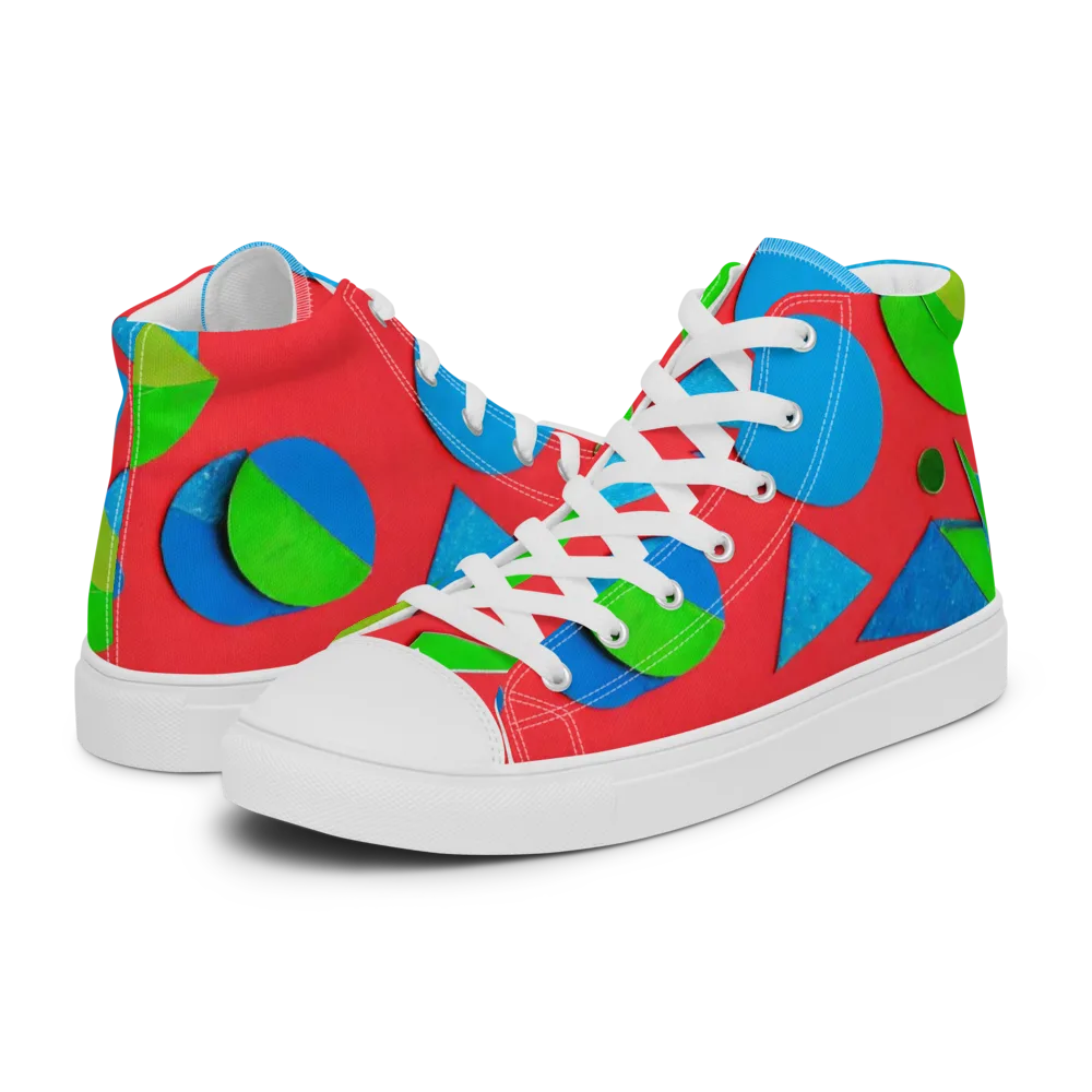 Chromatic Cutouts on Women's High Top Canvas Shoes — Left