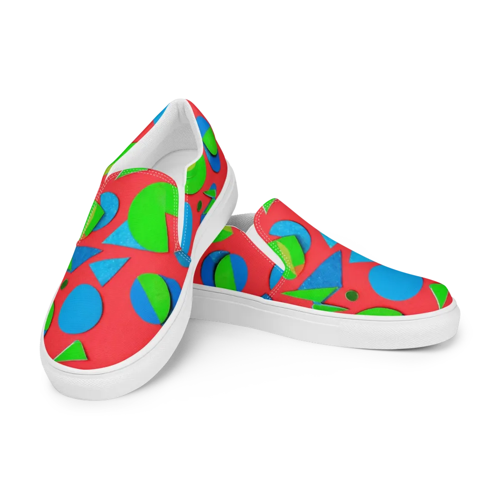 Chromatic Cutouts on Men's Slip-On Canvas Shoes — Left Front