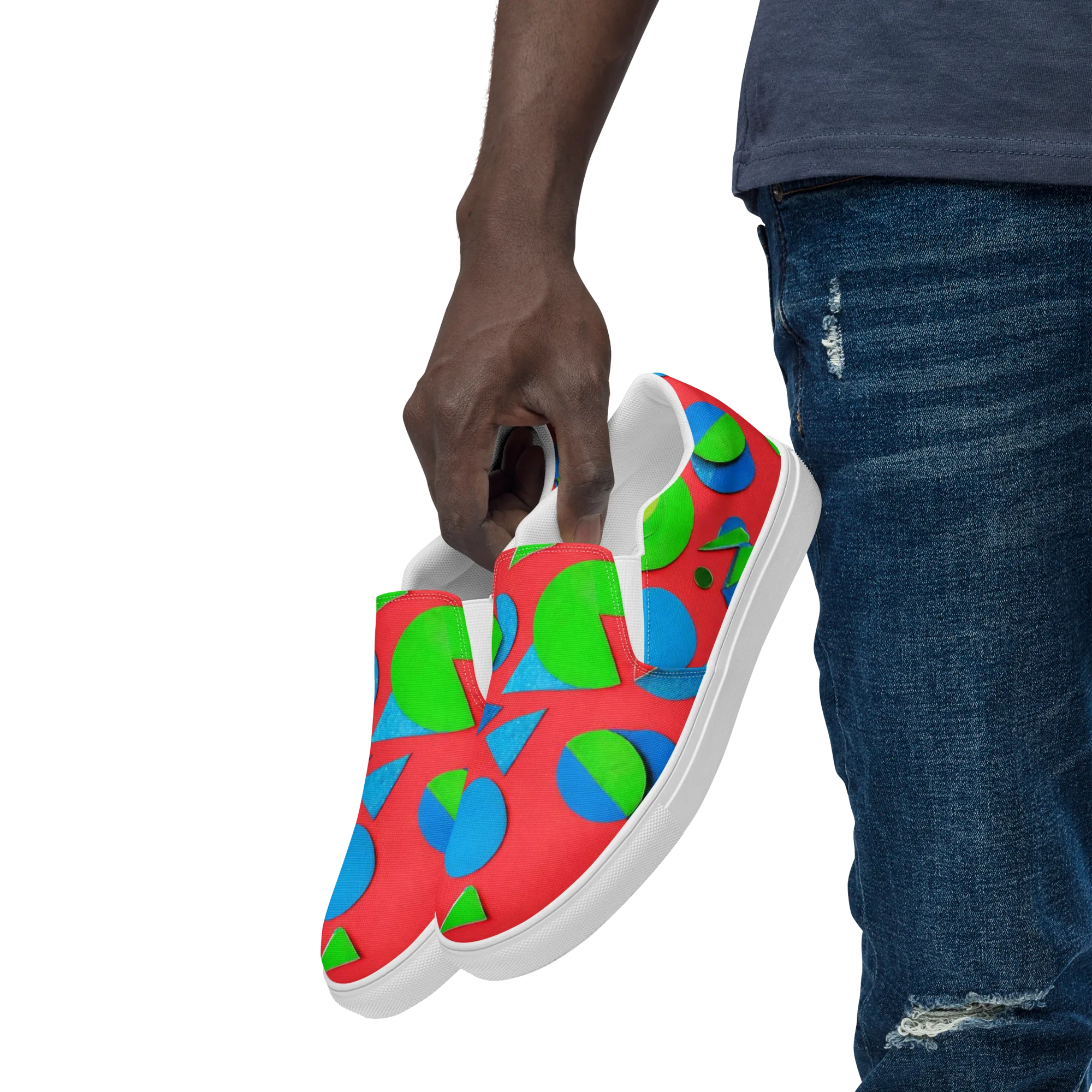 Chromatic Cutouts on Men's Slip-On Canvas Shoes — Left Front