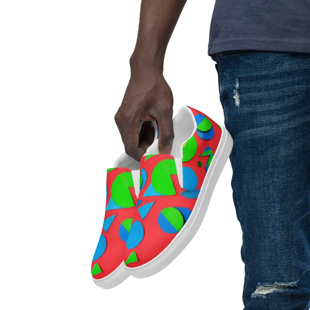 Chromatic Cutouts on Men's Slip-On Canvas Shoes — Left Front