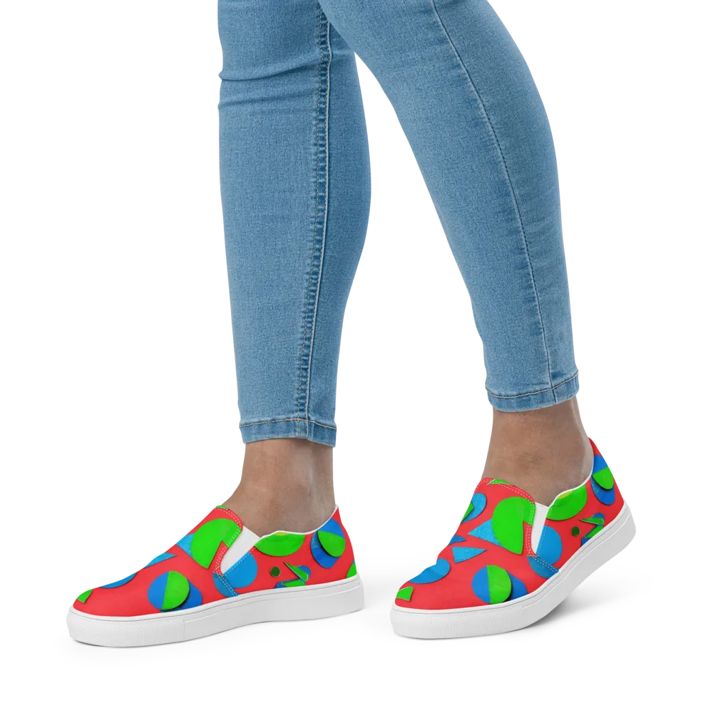 Chromatic Cutouts on Women's Slip-On Canvas Shoes — Front