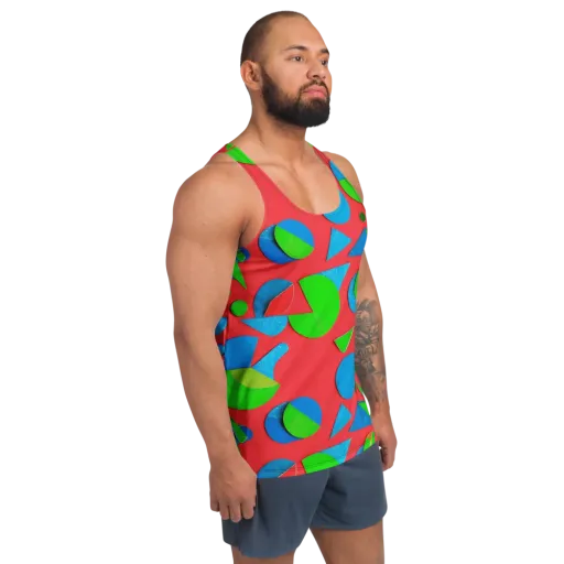 Chromatic Cutouts on a Men's Tank Top