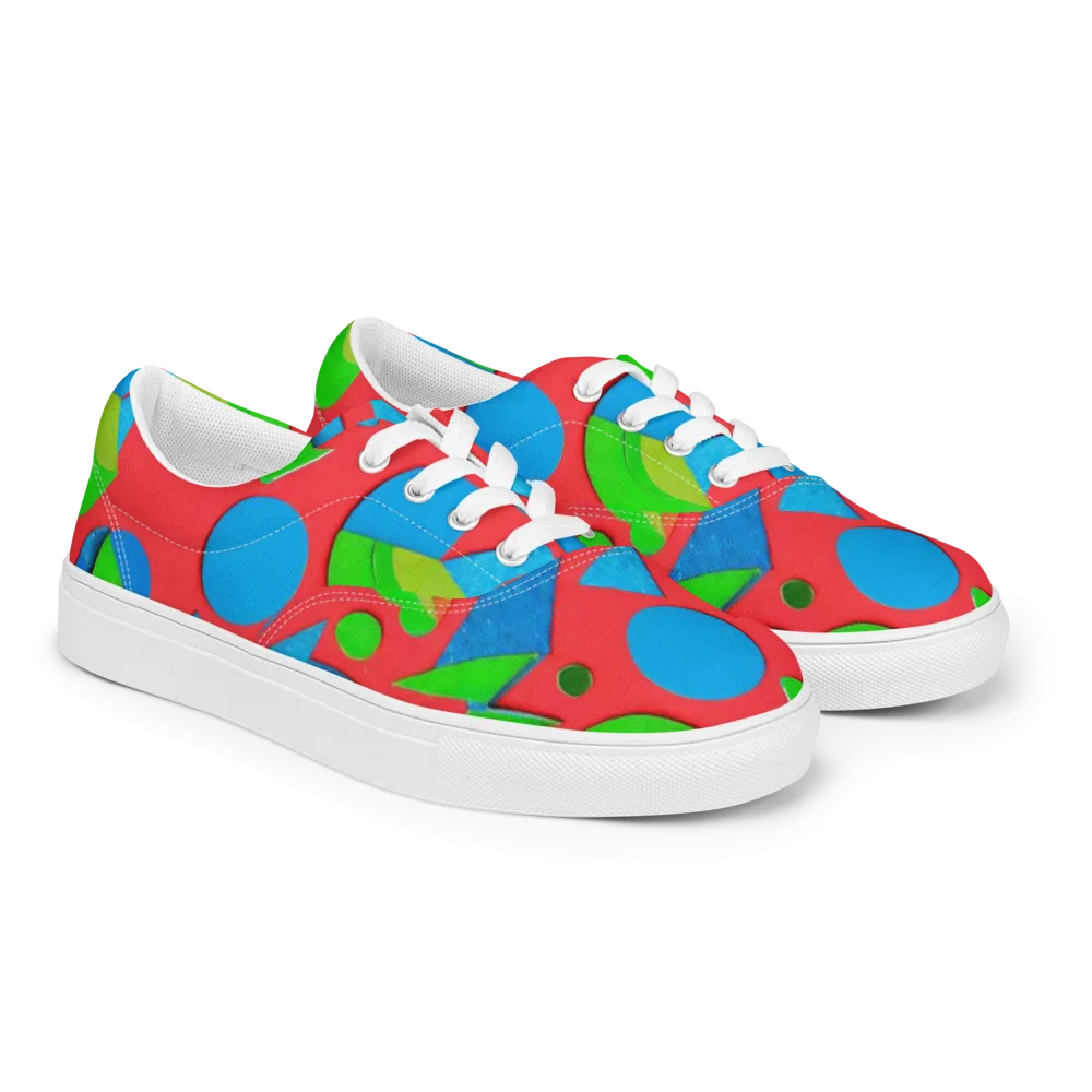 Chromatic Cutouts on Men's Lace-Up Canvas Shoes — Right Front