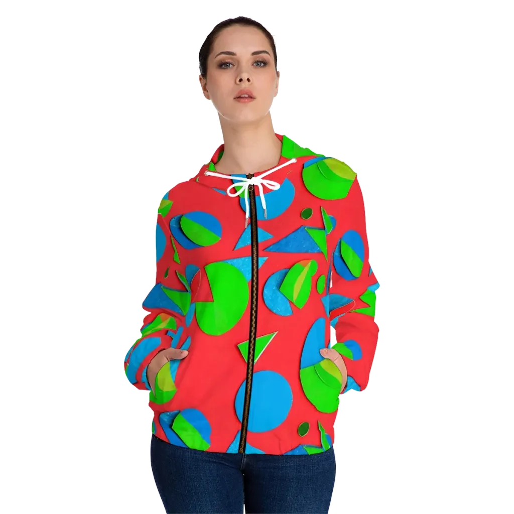 Chromatic Cutouts on Women's Full-Zip Hoodie — Front On Person
