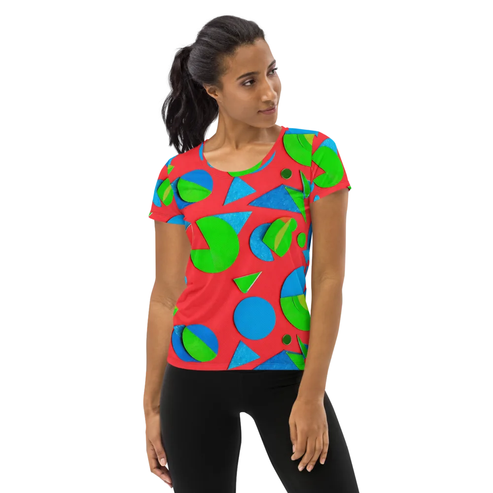 Chromatic Cutouts on Women's Athletic T-Shirt — Front