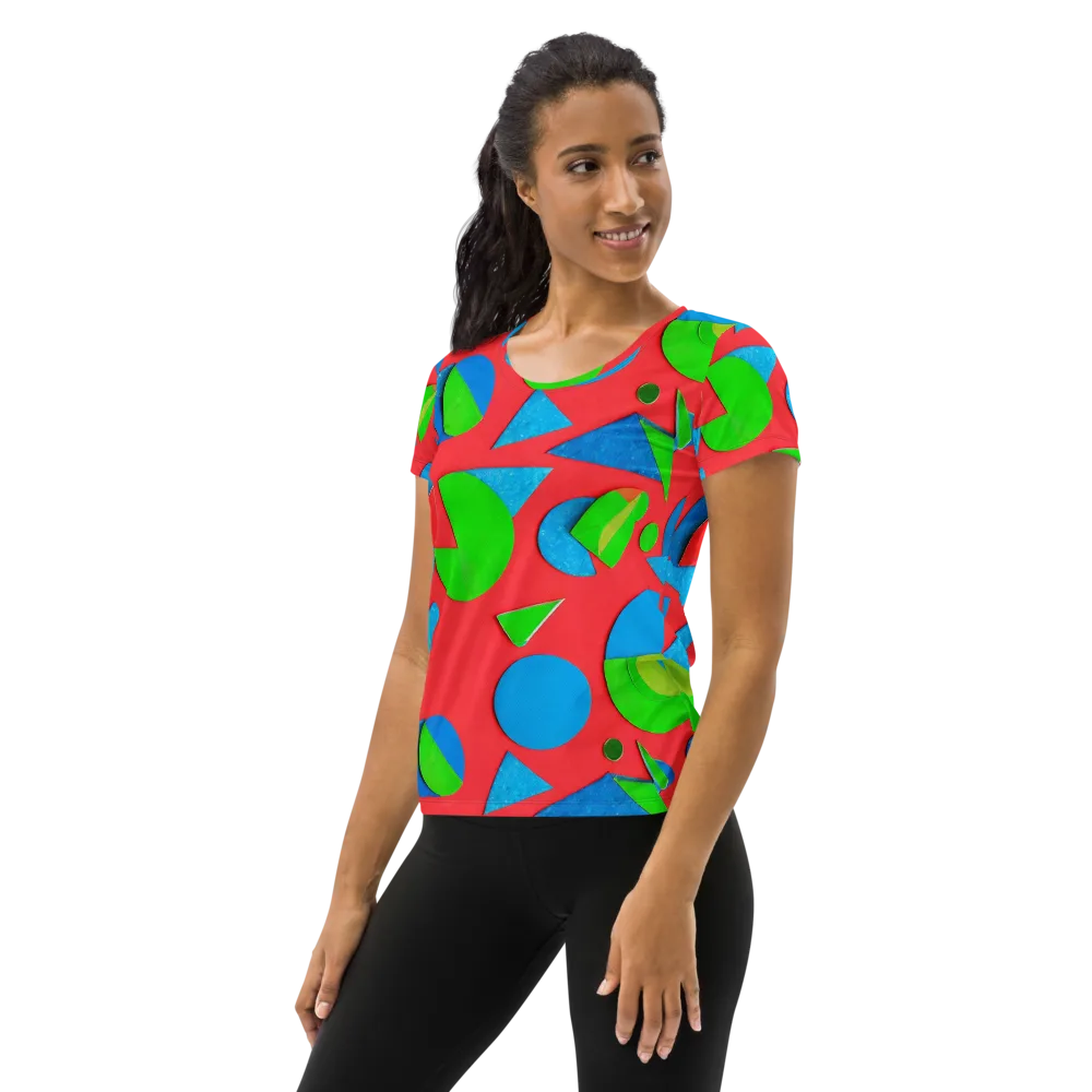 Chromatic Cutouts on Women's Athletic T-Shirt — Left