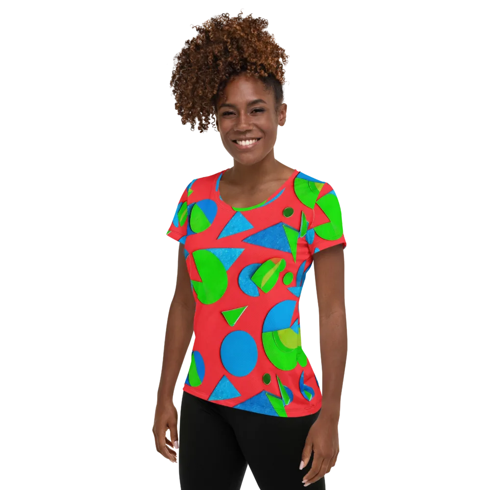 Chromatic Cutouts on Women's Athletic T-Shirt — Left