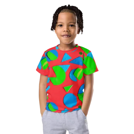 Chromatic Cutouts on a Kids Crew Neck T-Shirt