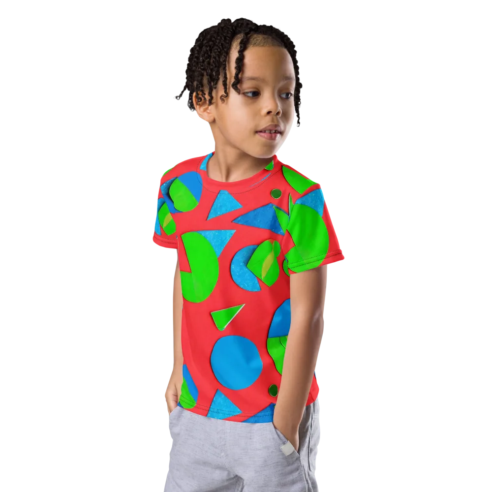 Chromatic Cutouts on Kids Crew Neck T-Shirt — Left Front