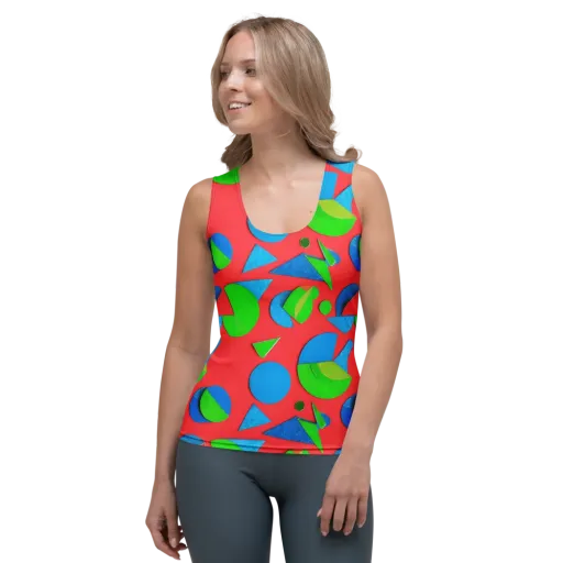 Chromatic Cutouts on a Women's Tank Top