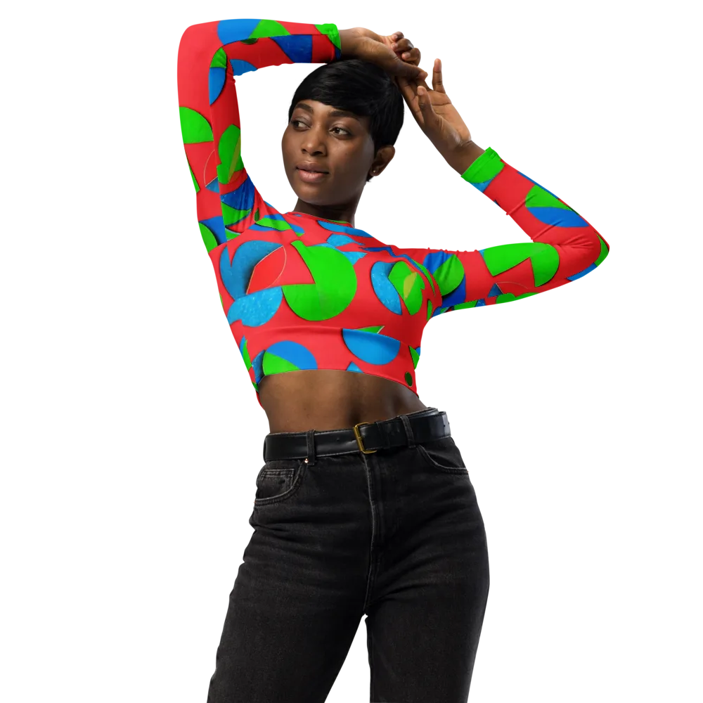 Chromatic Cutouts on Long Sleeve Crop Top — Front