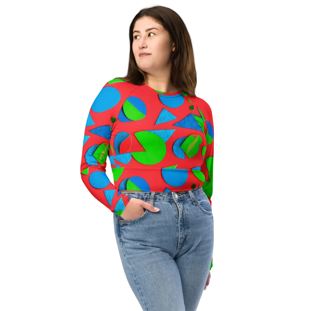 Chromatic Cutouts on Long Sleeve Crop Top — Front