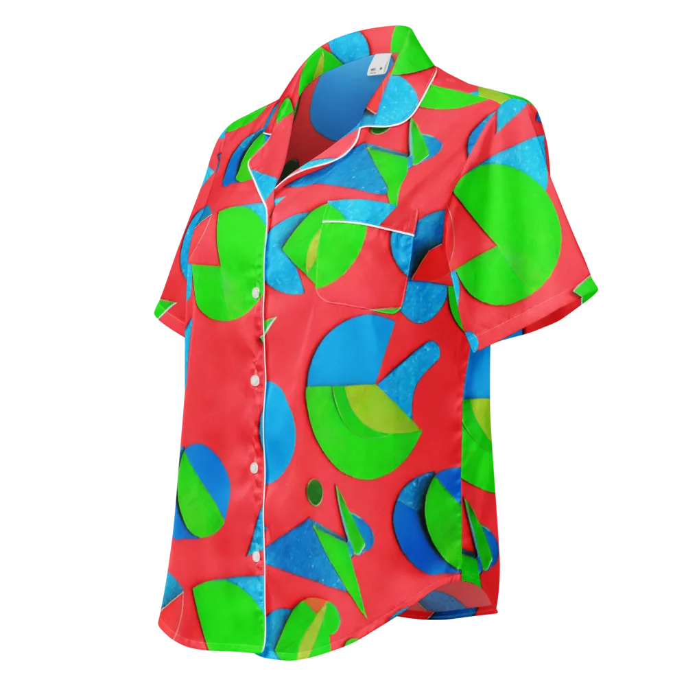 Chromatic Cutouts on Women's Short Sleeve Pajama Top — Left Front