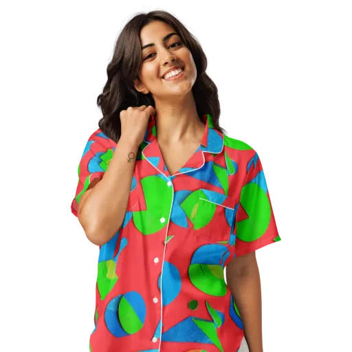 Chromatic Cutouts on a Women's Short Sleeve Pajama Top