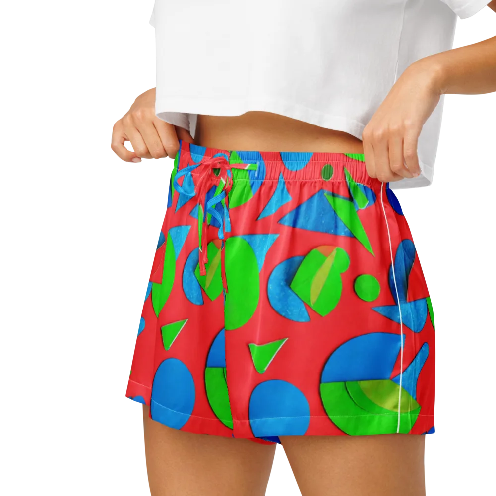 Chromatic Cutouts on Women's Pajama Shorts — Left