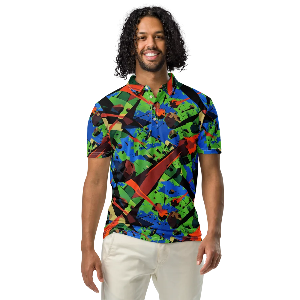 Impact Geometry on Men's Slim Fit Polo Shirt — Front