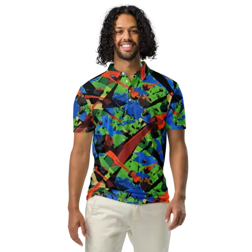 Impact Geometry on a Men's Slim Fit Polo Shirt