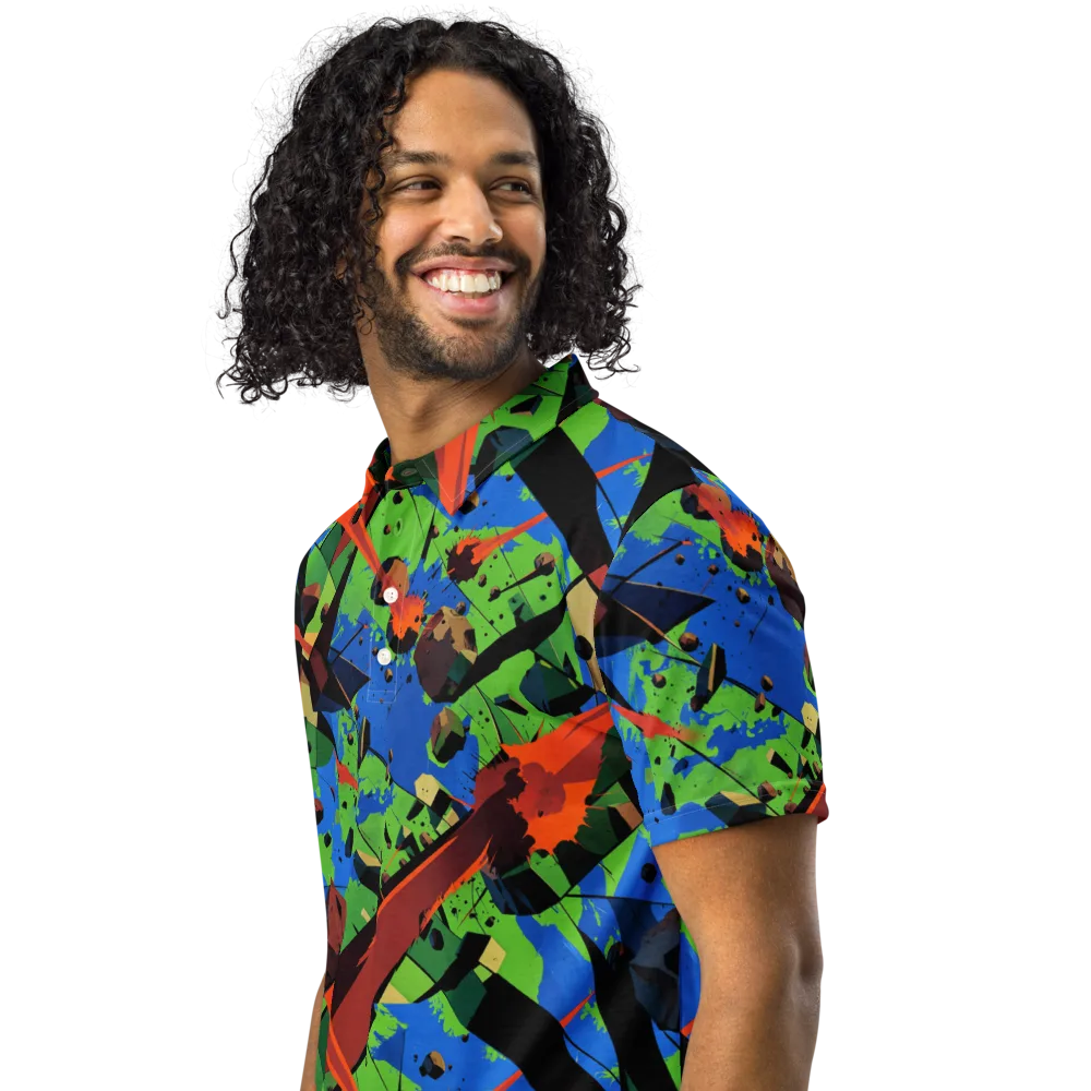 Impact Geometry on Men's Slim Fit Polo Shirt — Left Front