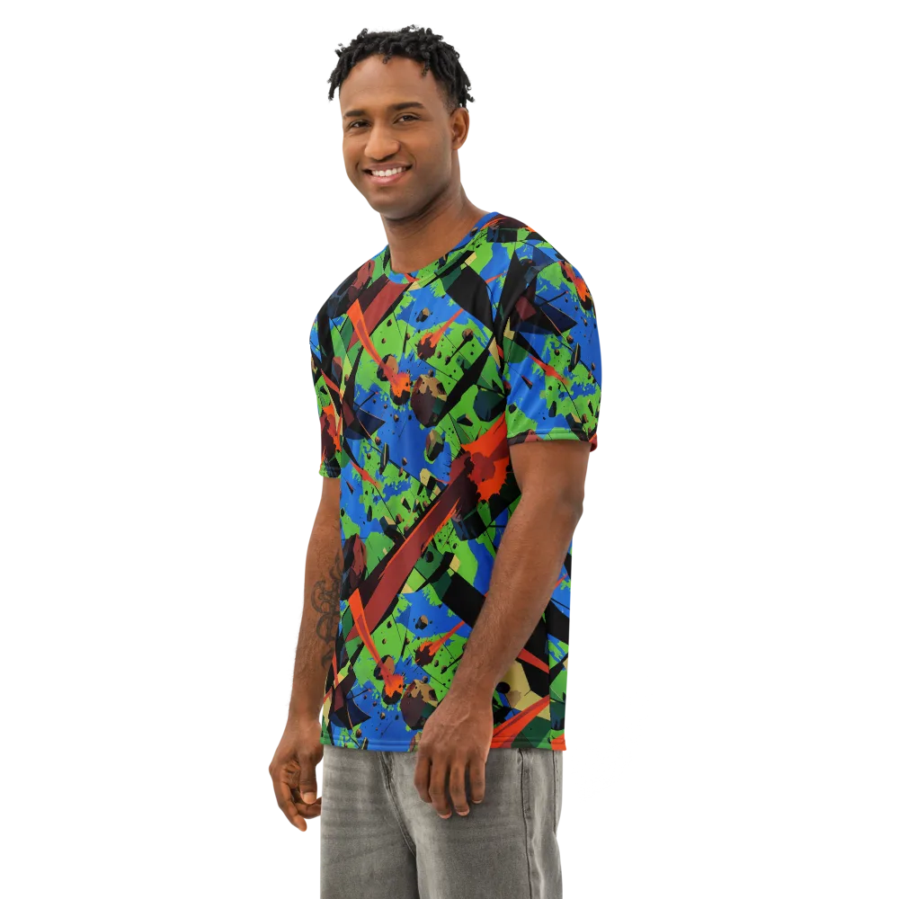 Impact Geometry on Men's Cotton Crew Neck T-Shirt — Left Front