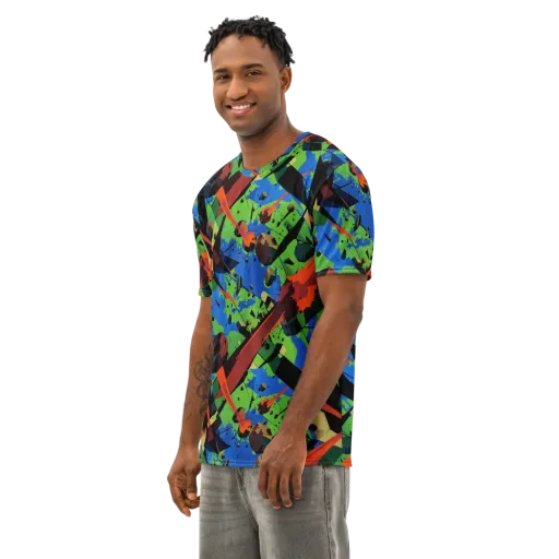 Impact Geometry on a Men's Cotton Crew Neck T-Shirt